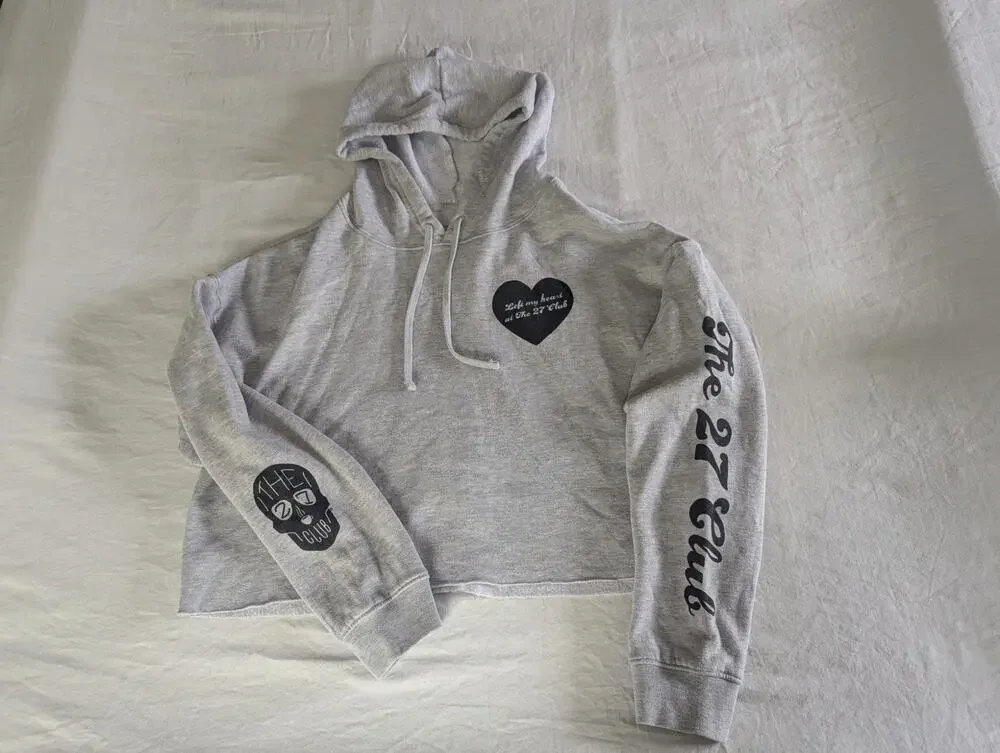 Machine Gun Kelly MGK Hoodie Size L 27 Club Coffee Official Merch Cropped Grey